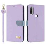 For Fujitsu Arrows WE F-51B / BZ03 Metal Bow Leather Phone Case with Hand Strap(Purple)