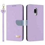 For Fujitsu Arrows F-52B Metal Bow Leather Phone Case with Hand Strap(Purple)