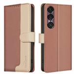 For Sony Xperia 1 VII Color Matching RFID Anti-theft Leather Phone Case(Brown)