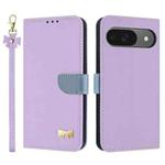 For Google Pixel 10 Pro / 9 Pro Metal Bow Leather Phone Case with Hand Strap(Purple)