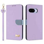 For Google Pixel 9a Metal Bow Leather Phone Case with Hand Strap(Purple)