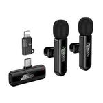 hoco L20A Fair USB-C / Type-C and 8 Pin Dual Mic Lavalier Wireless Microphone(Black)