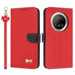 For Huawei Mate 70 Pro+ Metal Bow Leather Phone Case with Hand Strap(Red)