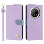 For Huawei Mate 70 Pro+ Metal Bow Leather Phone Case with Hand Strap(Purple)