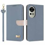 For Huawei nova 12 Pro / 12 Ultra Metal Bow Leather Phone Case with Hand Strap(Light Blue)