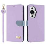 For Huawei nova 12s 4G Global Metal Bow Leather Phone Case with Hand Strap(Purple)