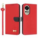 For Huawei nova 12 5G / 13 5G Metal Bow Leather Phone Case with Hand Strap(Red)