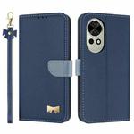 For Huawei nova 12 5G / 13 5G Metal Bow Leather Phone Case with Hand Strap(Dark Blue)
