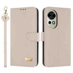 For Huawei nova 12 5G / 13 5G Metal Bow Leather Phone Case with Hand Strap(Apricot)