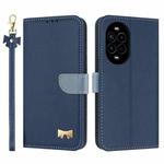 For Huawei nova 13 Pro 5G Metal Bow Leather Phone Case with Hand Strap(Dark Blue)
