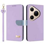 For Huawei Pura 80 Pro / 80 Pro+ 5G Metal Bow Leather Phone Case with Hand Strap(Purple)