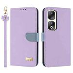 For Honor 90 Pro 5G Metal Bow Leather Phone Case with Hand Strap(Purple)