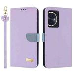 For Honor 100 5G Metal Bow Leather Phone Case with Hand Strap(Purple)