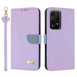 For Honor 200 Lite Global Metal Bow Leather Phone Case with Hand Strap(Purple)
