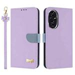 For Honor 200 Metal Bow Leather Phone Case with Hand Strap(Purple)