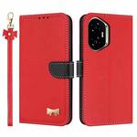 For Honor 300 5G Metal Bow Leather Phone Case with Hand Strap(Red)