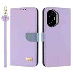 For Honor 300 5G Metal Bow Leather Phone Case with Hand Strap(Purple)