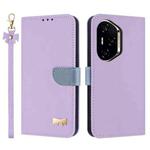For Honor 300 Pro 5G / 300 Ultra 5G Metal Bow Leather Phone Case with Hand Strap(Purple)