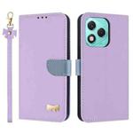 For Honor 400 Lite Global Metal Bow Leather Phone Case with Hand Strap(Purple)
