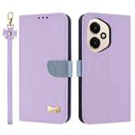 For Honor 400 5G Global Metal Bow Leather Phone Case with Hand Strap(Purple)