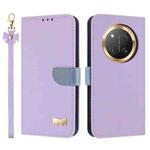 For Honor X9c 5G Global Metal Bow Leather Phone Case with Hand Strap(Purple)