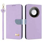 For Honor X9c Smart 5G Global Metal Bow Leather Phone Case with Hand Strap(Purple)