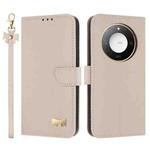 For Honor X9c Smart 5G Global Metal Bow Leather Phone Case with Hand Strap(Apricot)
