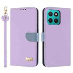For Honor X8c 4G Global Metal Bow Leather Phone Case with Hand Strap(Purple)