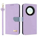 For Honor X9b 5G Global Metal Bow Leather Phone Case with Hand Strap(Purple)