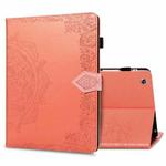For iPad 2 / 3 / 4 Halfway Mandala Embossing Pattern Horizontal Flip PU Leather Case with Card Slots & Holder(Orange)