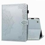 For iPad 2 / 3 / 4 Halfway Mandala Embossing Pattern Horizontal Flip PU Leather Case with Card Slots & Holder(Silver)