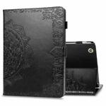 For iPad 2 / 3 / 4 Halfway Mandala Embossing Pattern Horizontal Flip PU Leather Case with Card Slots & Holder(Black)