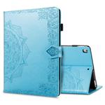 For iPad 10.2 2021 / 2020 / 2019 Halfway Mandala Embossing Pattern Horizontal Flip PU Leather Case with Card Slots & Holder(Blue)