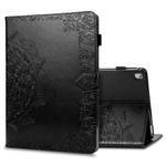 For iPad 10.2 2021 / 2020 / 2019 Halfway Mandala Embossing Pattern Horizontal Flip PU Leather Case with Card Slots & Holder(Black)
