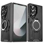 For Samsung Galaxy Z Fold7 5G Rotating Ring Holder Magnetic MagSafe Phone Case(Black)