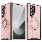 For Samsung Galaxy Z Fold7 5G Rotating Ring Holder Magnetic MagSafe Phone Case(Pink)