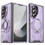 For Samsung Galaxy Z Fold7 5G Rotating Ring Holder Magnetic MagSafe Phone Case(Purple)