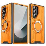 For Samsung Galaxy Z Fold7 5G Rotating Ring Holder Magnetic MagSafe Phone Case(Orange)