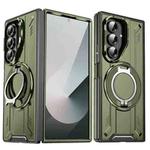 For Samsung Galaxy Z Fold7 5G Rotating Ring Holder Magnetic MagSafe Phone Case(Green)