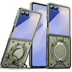 For Samsung Galaxy Z Flip7 5G Rotating Ring Holder Magnetic MagSafe Phone Case(Green)