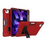 For iPad Air 2022 / 2020 10.9 Contrast Color Robot Shockproof Silicon + PC Protective Case with Holder & Pen Slot(Red + Black)