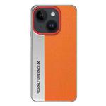 For iPhone 14 Camera Design Diamond Texture Leather PC Phone Case(Orange)