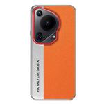 For Huawei Pura 70 Camera Design Diamond Texture Leather PC Phone Case(Orange)