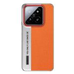 For Xiaomi 14 Camera Design Diamond Texture Leather PC Phone Case(Orange)