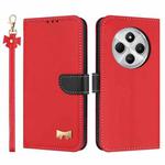 For Redmi 14C 4G / Poco C75 Metal Bow Leather Phone Case with Hand Strap(Red)