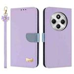 For Redmi 14C 4G / Poco C75 Metal Bow Leather Phone Case with Hand Strap(Purple)
