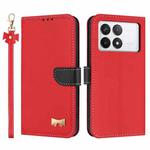 For Redmi K70 Pro / Poco F6 Pro 5G Metal Bow Leather Phone Case with Hand Strap(Red)