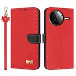 For Redmi K80 Pro / Poco F7 Pro Metal Bow Leather Phone Case with Hand Strap(Red)
