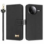 For Redmi K80 Pro / Poco F7 Pro Metal Bow Leather Phone Case with Hand Strap(Black)