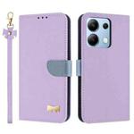 For Redmi Note 13 4G Global Metal Bow Leather Phone Case with Hand Strap(Purple)